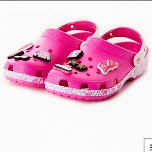 Crocs Barbie Classic Clogs Sandals with Charms Hot Pink Size 7